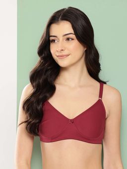 Leading Lady - Womens Solid Non Padded Non Wired T-Shirt Bra Maroon