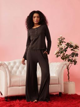 Chelvet - Brown Full-Sleeve Top and Pyjama