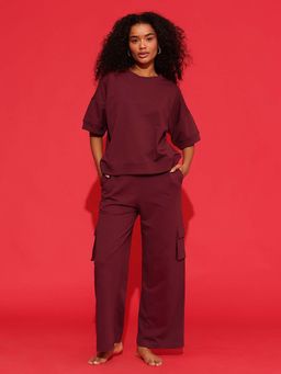 Chelvet - Maroon Top with Cargo Pants