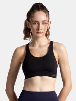 Jockey - Mi18 Wirefree Padded Soft Touch Microfiber Elastane Sports Bra - Black