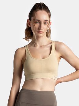 Jockey - Mi18 Wirefree Padded Soft Touch Microfiber Elastane Sports Bra - Skin