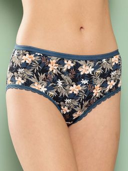 Leading Lady - Womens Printed Mid Rise Hipster Brief Blue