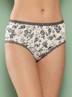 Leading Lady - Womens Printed Mid Rise Hipster Brief Cream