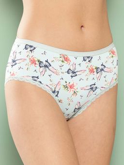 Leading Lady - Womens Printed Mid Rise Hipster Brief Blue