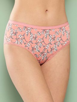 Leading Lady - Womens Printed Mid Rise Hipster Brief Peach