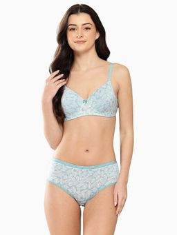 Leading Lady - Womens Printed Lightly Padded Non Wired Bra and Panty Blue