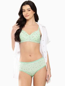 Leading Lady - Womens Printed Lightly Padded Non Wired Bra and Panty Green