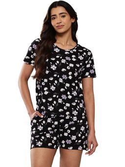 Leading Lady - Womens Cotton Printed Night Suit Black
