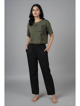 Zivame - Mickey Knit Cotton Nightsuit - Grape Leaf