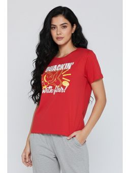 Zivame - Donald Duck Knit Cotton T-Shirt - Mars Red