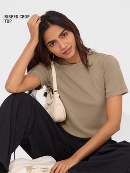 The Souled Store - Solid Classic Beige Women Relaxed Fit T-Shirt
