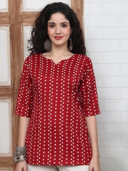 Gahan - Women Stylish Cotton Blend Printed Tunic - Maroon