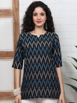 Gahan - Women Stylish Cotton Blend Printed Tunic - Black