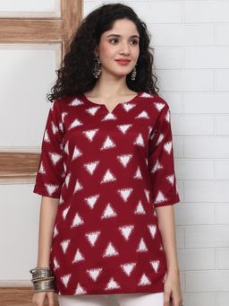 Gahan - Women Stylish Cotton Blend Printed Tunic - Maroon