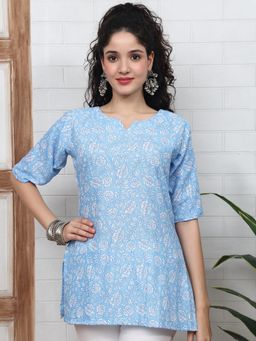 Gahan - Women Stylish Cotton Blend Printed Tunic - Blue