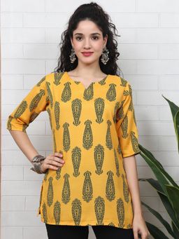 Gahan - Women Stylish Cotton Blend Printed Tunic - Yellow