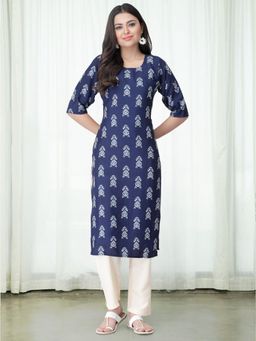 Gahan - Women Printed Regular Kurta with Pant - Navy Blue