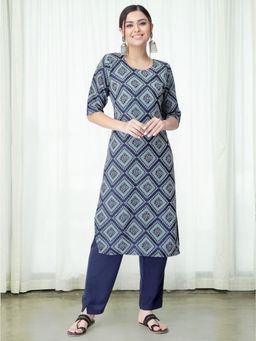Gahan - Women Printed Regular Kurta with Pant - Blue