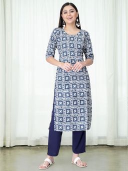 Gahan - Women Printed Regular Kurta with Pant - Blue