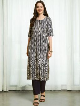 Gahan - Women Printed Regular Kurta with Pant - Navy Blue