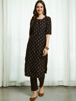 Gahan - Women Printed Regular Kurta with Pant - Black