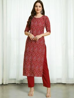 Gahan - Women Printed Regular Kurta with Pant - Red