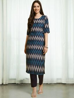 Gahan - Women Printed Regular Kurta with Pant - Blue