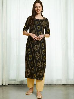 Gahan - Women Printed Regular Kurta with Pant - Black