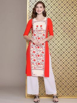 Gahan - Women Stylish Crepe Printed Straight Kurta - Red