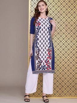 Gahan - Women Stylish Crepe Printed Straight Kurta - Blue