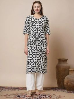 Gahan - Women Stylish Crepe Printed Straight Kurta - Black