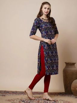 Gahan - Women Stylish Crepe Printed Straight Kurta - Navy Blue