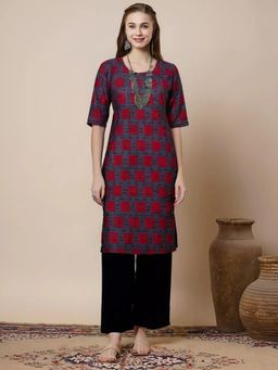 Gahan - Women Stylish Crepe Printed Straight Kurta - Grey