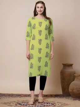 Gahan - Women Stylish Crepe Printed Straight Kurta - Green