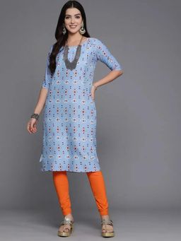 Gahan - Women Stylish Crepe Printed Straight Kurta - Blue
