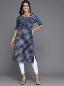 Gahan - Women Stylish Crepe Printed Straight Kurta - Navy Blue