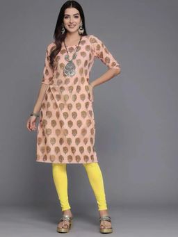 Gahan - Women Stylish Crepe Printed Straight Kurta - Peach