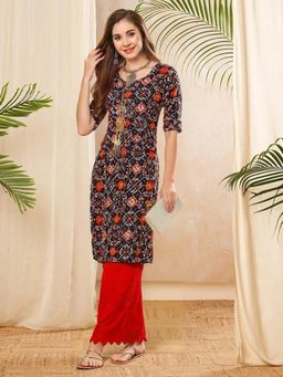 Gahan - Women Stylish Crepe Printed Straight Kurta - Multi-Color
