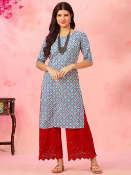 Gahan - Women Stylish Crepe Printed Straight Kurta - Blue