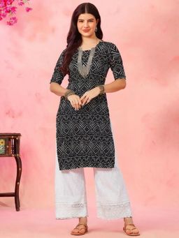 Gahan - Women Stylish Crepe Printed Straight Kurta - Black