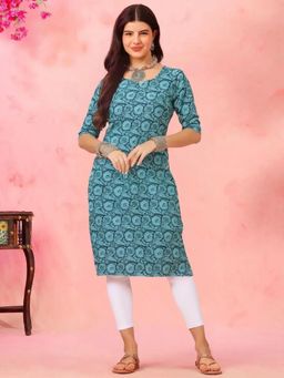 Gahan - Women Stylish Crepe Printed Straight Kurta - Teal
