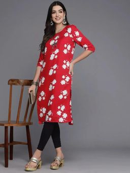 Gahan - Women Stylish Crepe Printed Straight Kurta - Red