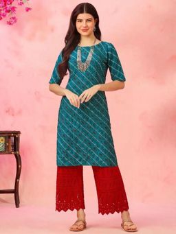 Gahan - Women Stylish Crepe Printed Straight Kurta - Blue