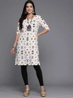 Gahan - Women Stylish Crepe Printed Straight Kurta - White