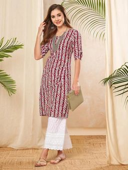Gahan - Women Stylish Crepe Printed Straight Kurta - Maroon