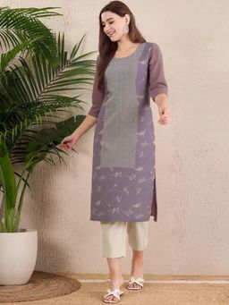 Gahan - Women Stylish Crepe Printed Straight Kurta - Mauve