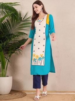 Gahan - Women Stylish Crepe Printed Straight Kurta - Blue