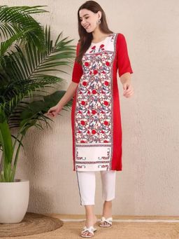 Gahan - Women Stylish Crepe Printed Straight Kurta - Red