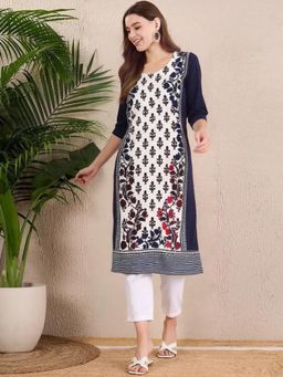 Gahan - Women Stylish Crepe Printed Straight Kurta - Navy Blue