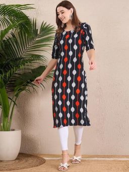 Gahan - Women Stylish Crepe Printed Straight Kurta - Black